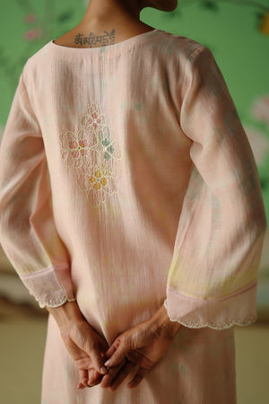 Pink Tie & Dye A-Line Kurta Set