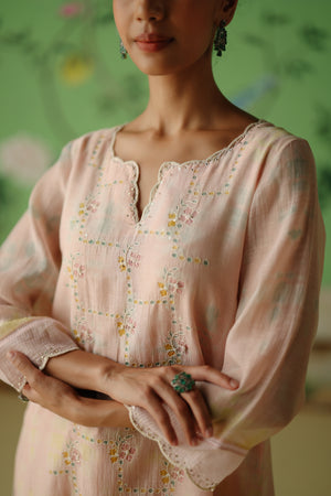 Pink Tie & Dye A-Line Kurta Set