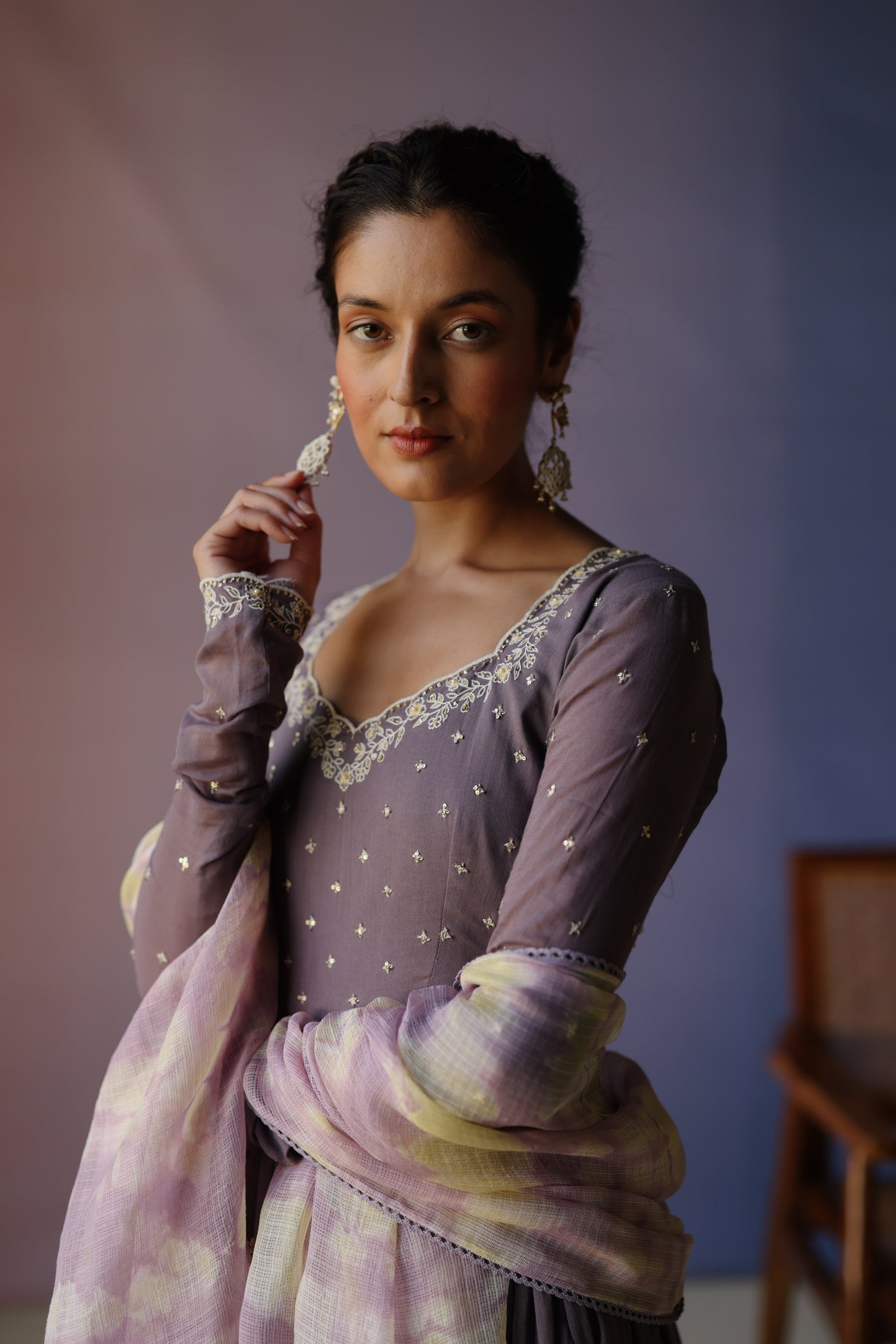 Lilac Anarkali Set