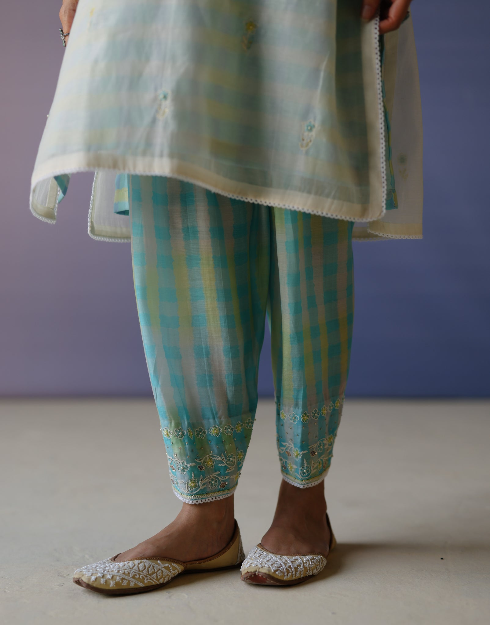 Chanderi & Multi Ombre Kurta Set.