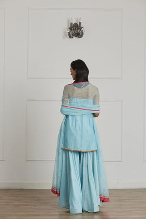 Turquoise Chanderi Sharara Set