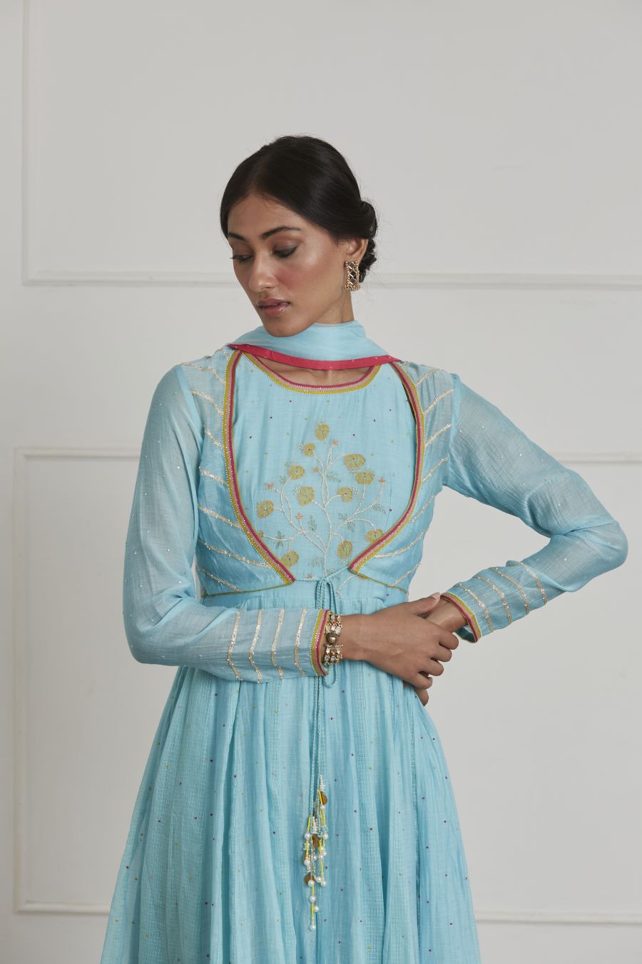 Turquoise Jacket Anarkali Set