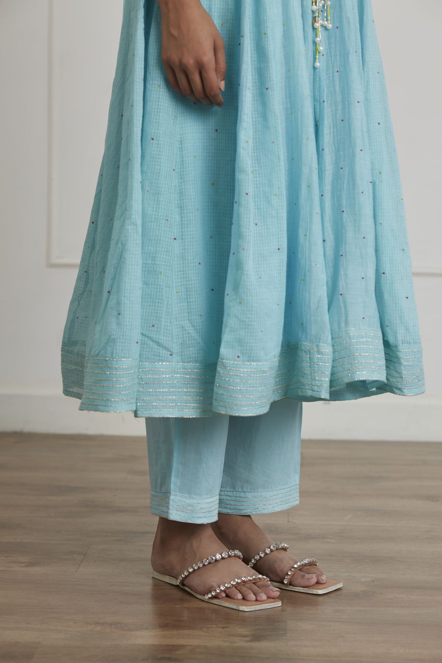 Turquoise Jacket Anarkali Set