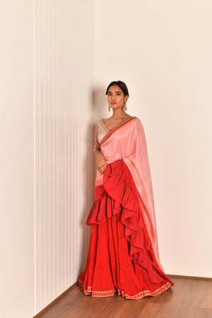 Charm Pink and Chilli Pepper Shaded Saree