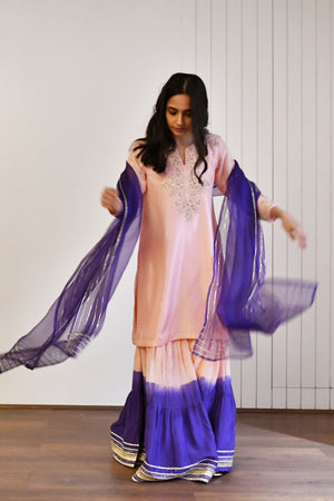 Charm Pink Soft Silk Kurta & Sharara set