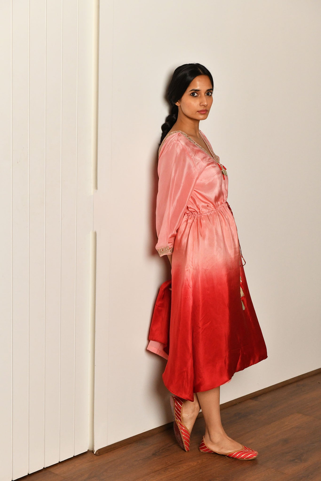 Charm Pink and Chilli Pepper Shaded Kaftan