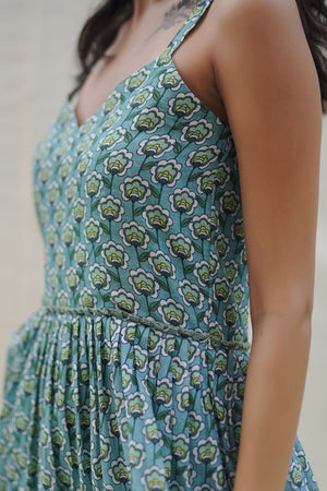 Cotton Silk Floral Printed Tiered Maxi Dress.