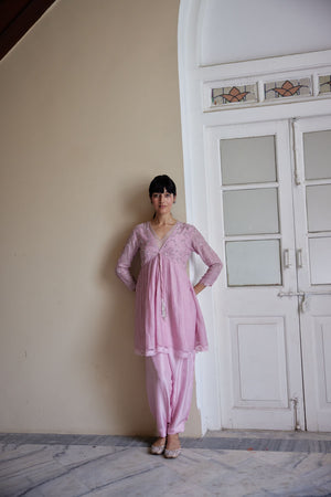 Blush Pink Chanderi Kurta & Salwar Set